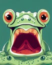 screaming frog with big mouth, cartoon illustration, ai generated image Royalty Free Stock Photo