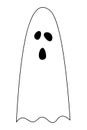 Screaming ghost with different eyes. Soaring spirit causing goosebumps in doodle style