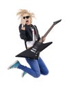 Screaming girl with electric guitar Royalty Free Stock Photo