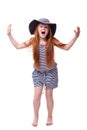 Screaming girl over white Royalty Free Stock Photo