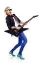 Screaming girl playing guitar Royalty Free Stock Photo