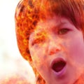 Screaming girls burning face - photomanipulation