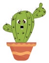 A screaming cactus vector or color illustration