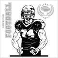 Screaming guy - American football player in action isolated on the white Royalty Free Stock Photo