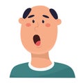 Screaming man with a bald head. Vector illustration in cartoon flat style. Royalty Free Stock Photo