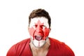 Screaming man with Canada flag on face. Royalty Free Stock Photo