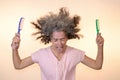 Bad hair day Screaming woman Flying hair Royalty Free Stock Photo