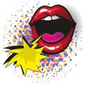 Screaming mouth with red lips and speech bubble pop art comic style Royalty Free Stock Photo