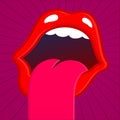 Screaming mouth sticking out tongue illustration