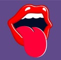 Screaming mouth sticking out tongue and shouting it out loud vector illustration