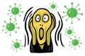 The Screaming People Head Over Coronavirus COVID-19 World Health Crisis. Vector Illustration Icon Royalty Free Stock Photo