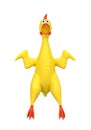 Screaming rubber chicken isolated on white