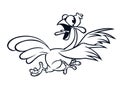 Screaming running cartoon turkey bird character.