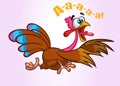 Screaming running cartoon turkey bird character. Vector illustration. Royalty Free Stock Photo