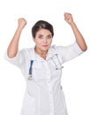 Screaming scare doctor woman in panic isolated Royalty Free Stock Photo