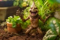 Screaming spooky mandrake root, showcasing its characteristic human-like appearance. Royalty Free Stock Photo