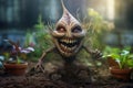 Screaming spooky mandrake root, showcasing its characteristic human-like appearance. Royalty Free Stock Photo