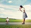 Screaming woman and calm smiley woman Royalty Free Stock Photo