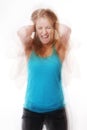 Screaming woman in a frenzy Royalty Free Stock Photo