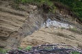Scree large pieces of clay bank of the river Royalty Free Stock Photo