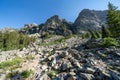 Scree and rock boulders along the Cascade Canyon trail in Grand Teton National Park Wyoming USA Royalty Free Stock Photo