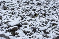 Scree slope covered with snow