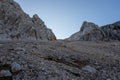 Scree towards Spik mountain peak Royalty Free Stock Photo