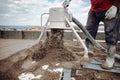 Screed details. Leveling sand and cement screed over roof terrace concrete