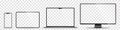 Device screen mockup. Smartphone, tablet, laptop and monoblock monitor, with blank screen for you design Royalty Free Stock Photo
