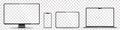 Device screen mockup. Smartphone, tablet, laptop and monoblock monitor, with blank screen for you design Royalty Free Stock Photo