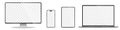 Device screen mockup. Smartphone, tablet, laptop and monoblock monitor, with blank screen for you design Royalty Free Stock Photo