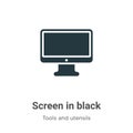 Screen in black vector icon on white background. Flat vector screen in black icon symbol sign from modern tools and utensils Royalty Free Stock Photo