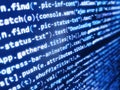 Screen of code for overlay background. Notebook closeup photo. Web site codes on computer m. Computer code language on a computer Royalty Free Stock Photo