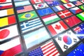 Screen collage showing international flags Royalty Free Stock Photo