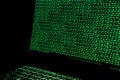 Screen with crypto currency code, green digitals Royalty Free Stock Photo