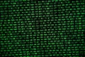 Screen with crypto currency code, green digitals Royalty Free Stock Photo
