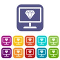 Screen with diamond icons set Royalty Free Stock Photo