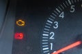 Screen display of car status warning light on dashboard panel symbols which show the fault indicators