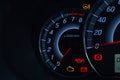 Screen display of car status warning light on dashboard panel symbols which show the fault indicators Royalty Free Stock Photo