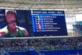 Screen displaying athletes names at Rio2016