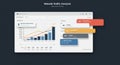 Screen displaying website traffic analysis with a graph and data points. Graph Royalty Free Stock Photo