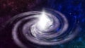 Screen Flying to Rotating Spiral Galaxy Space Floating Space Background. Deep space exploration. travel near big in star fields