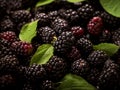 Screen full of ripe Blackberries. Macro shot. AI Generated Image Royalty Free Stock Photo