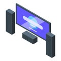 Screen home theater icon isometric vector. Sound player