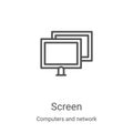 screen icon vector from computers and network collection. Thin line screen outline icon vector illustration. Linear symbol for use Royalty Free Stock Photo