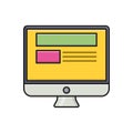 Screen vector flat color icon Royalty Free Stock Photo