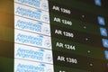 Screen with information on flight departures of AerolÃÂ­neas Argentinas flights Royalty Free Stock Photo