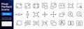 Screen line icon set. Resize, zoom, fullscreen, capture, lock, select area, scalable minimal vector illustrations. Simple outline Royalty Free Stock Photo