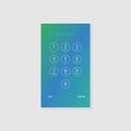 Screen lock password background template. Vector smartphone ID recognition screenlock password or lockscreen passcode access authe