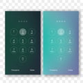 Screen lock unlock smartphone display background template. Vector mobile phone security lock lockscreen passcode Royalty Free Stock Photo